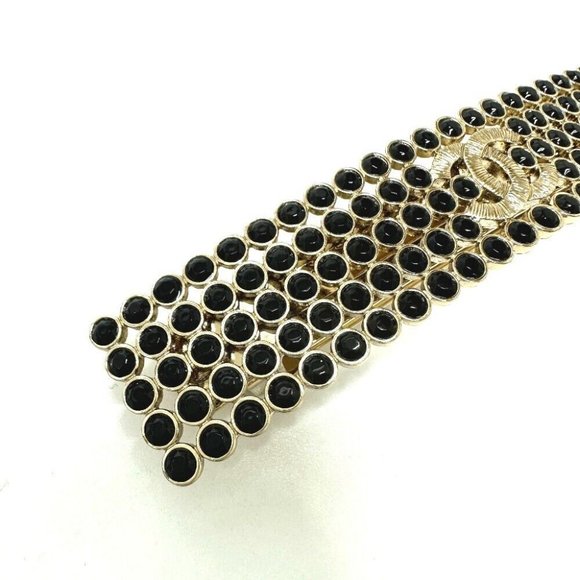 Authentic CHANEL logo hair accessory B23S Valletta Gold Plated Black x Gold main image 7